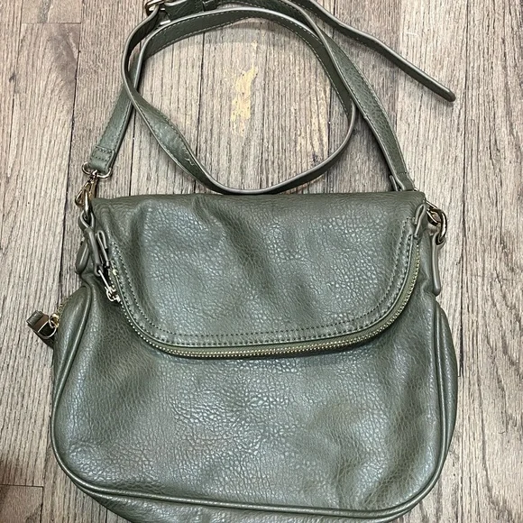 Olive Green Leather Crossbody Bag - Picture 1 of 6